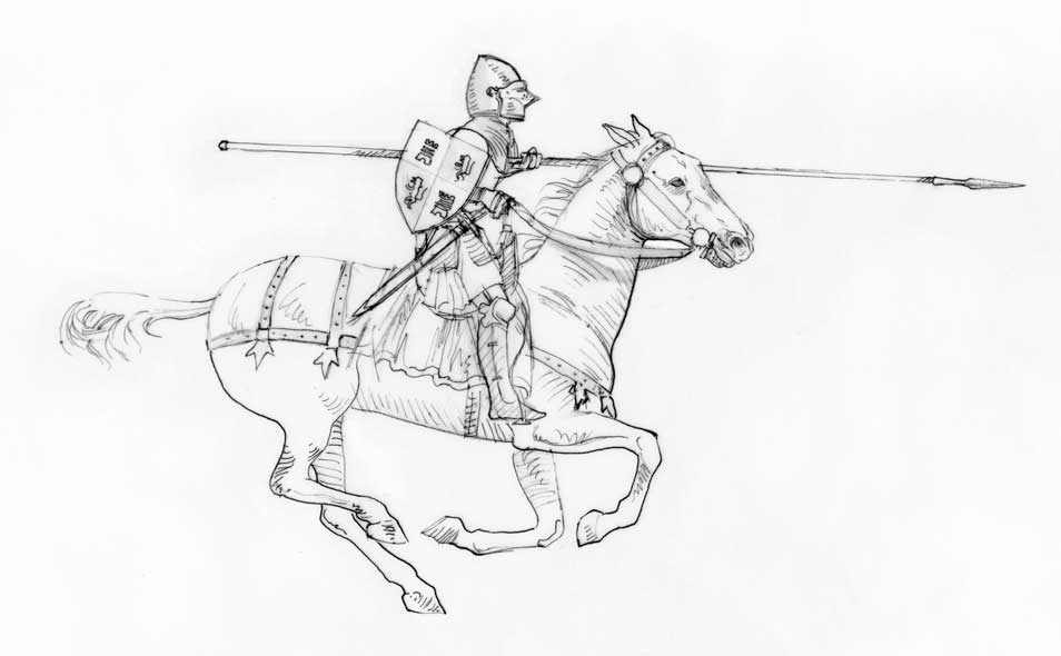 Praxinoscope illustration - Castilian knight - line drawing, sketch on paper