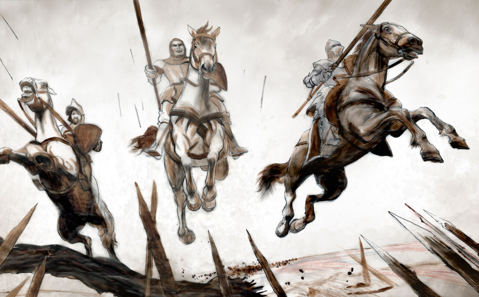 Aljubarrota Battle - French knights cavalry charge