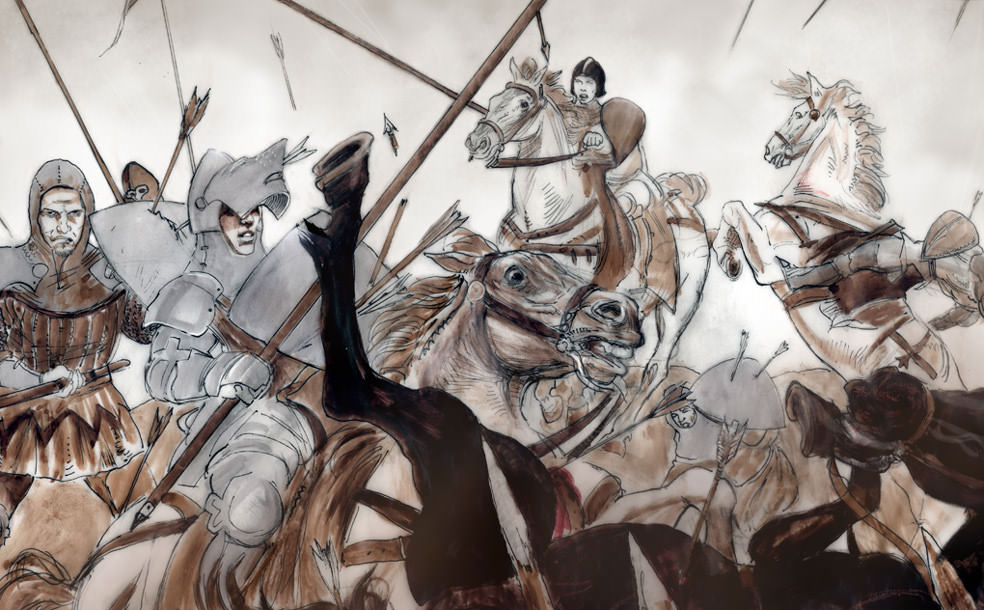 Aljubarrota Battle - Knights trapped at Aljubarrota