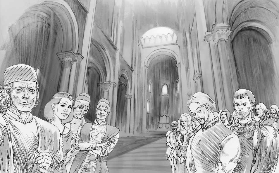 Atoleiros 1384 animatic — Nobility in the Cathedral of Lisbon — Storyboard