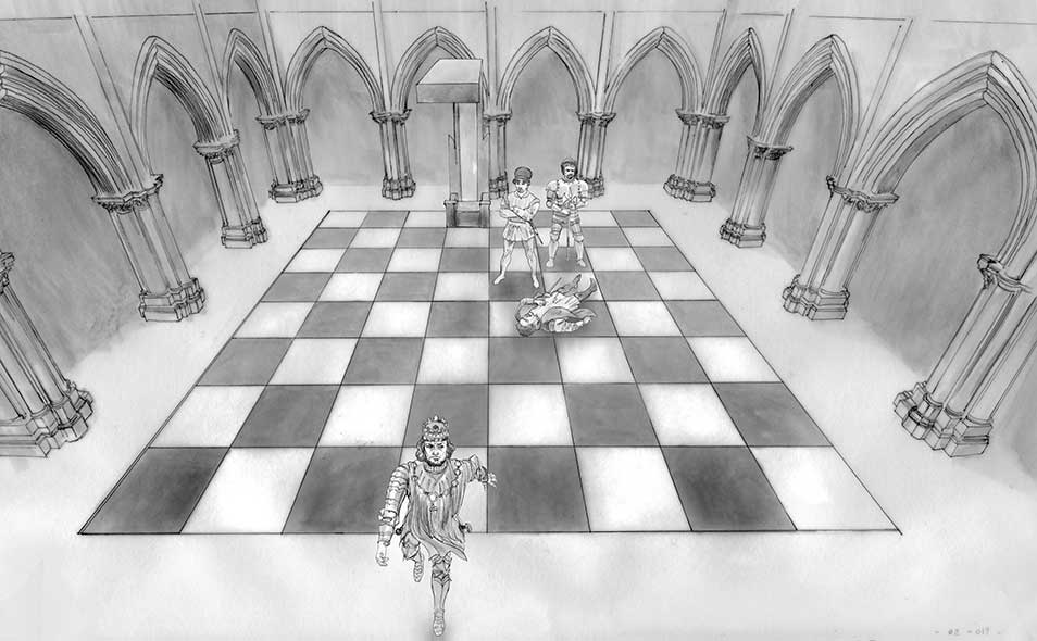Atoleiros Battle animatic - Virtual chessboard chamber set